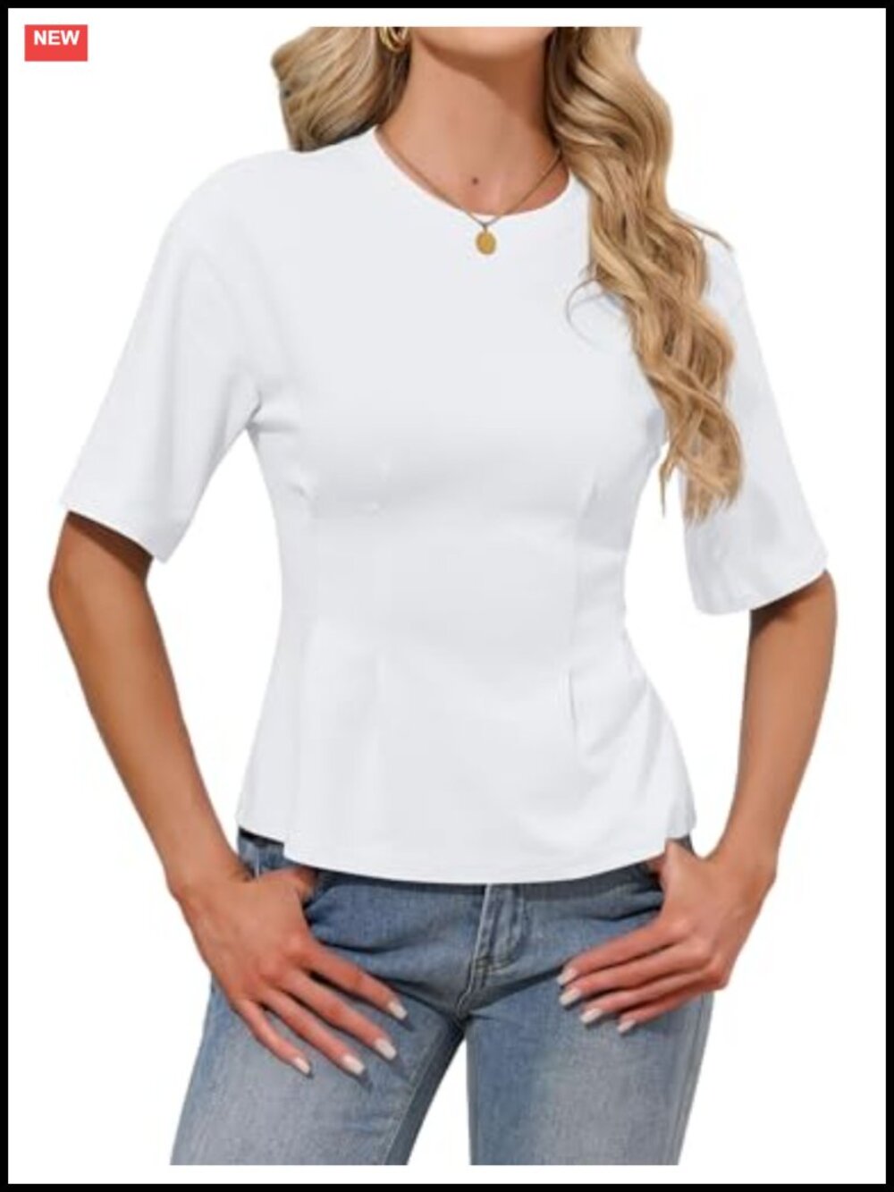 Women's Peplum T-Shirt Cinched Waist Short Sleeve Summer Top Casual